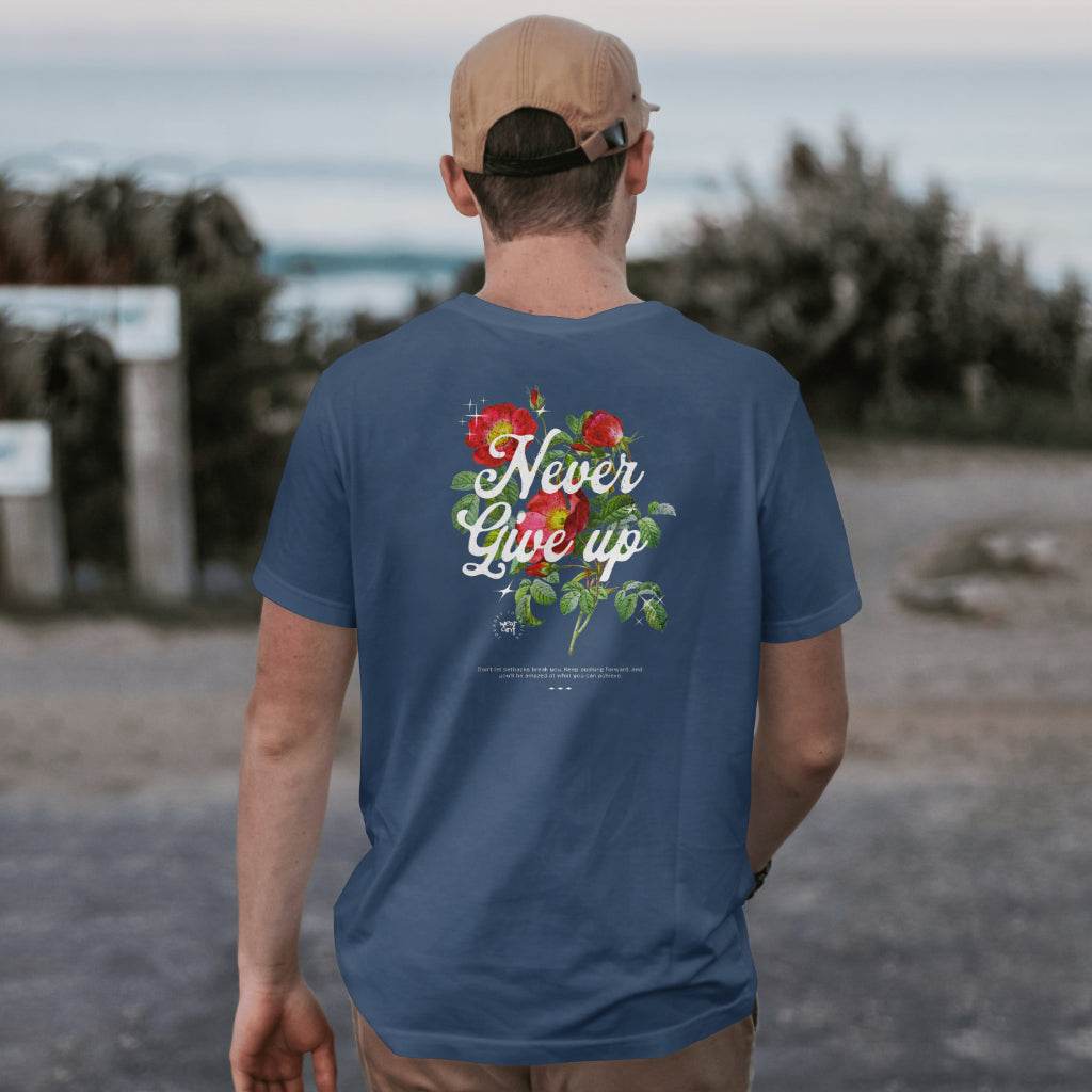 Never Give Up motivational graphic t-shirt – Wear Grit