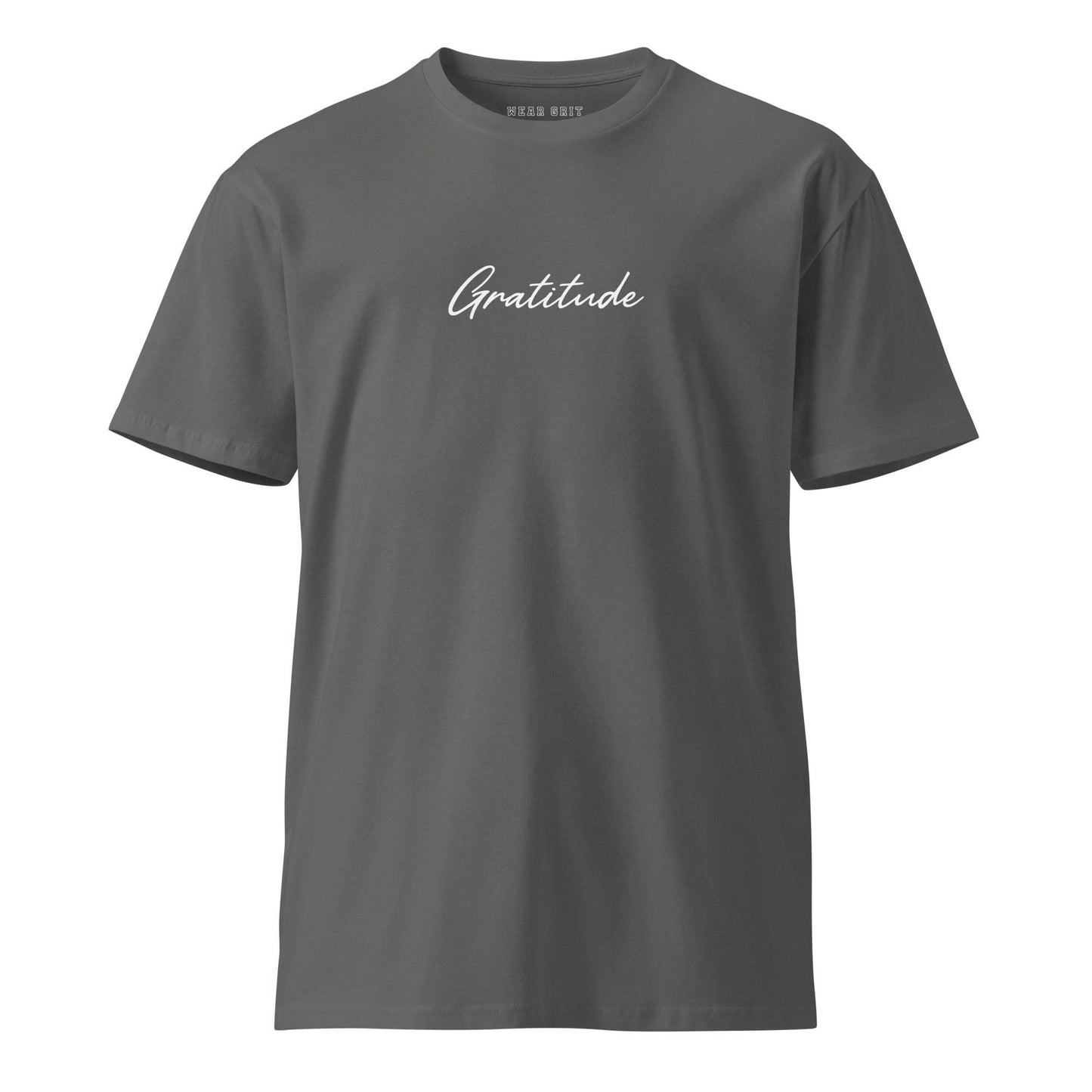 Gratitude – Unisex Premium T-Shirt, comfortable, positivity, mindset, affirmation, apparel, tee, | Wear Grit Clothing Brand