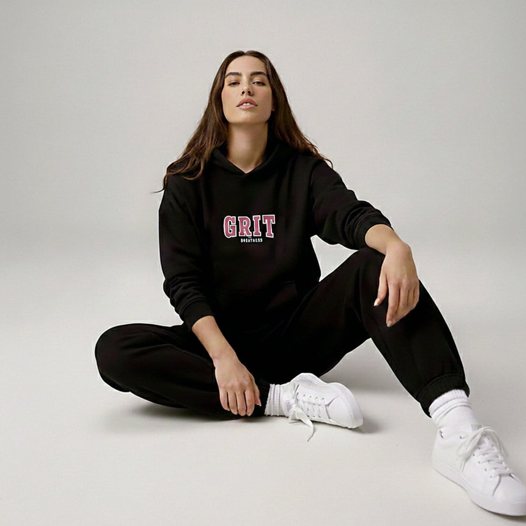 Athlete wearing black Grit Hoodie from Wear Grit Brand Clothing for disciplined, focused, and high-performers