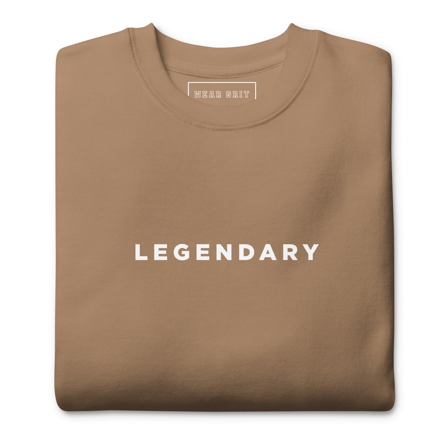 Cream Legendary motivational grit sweatshirt for achievers focused on growth, discipline, and long-term success by wear grit brand clothing