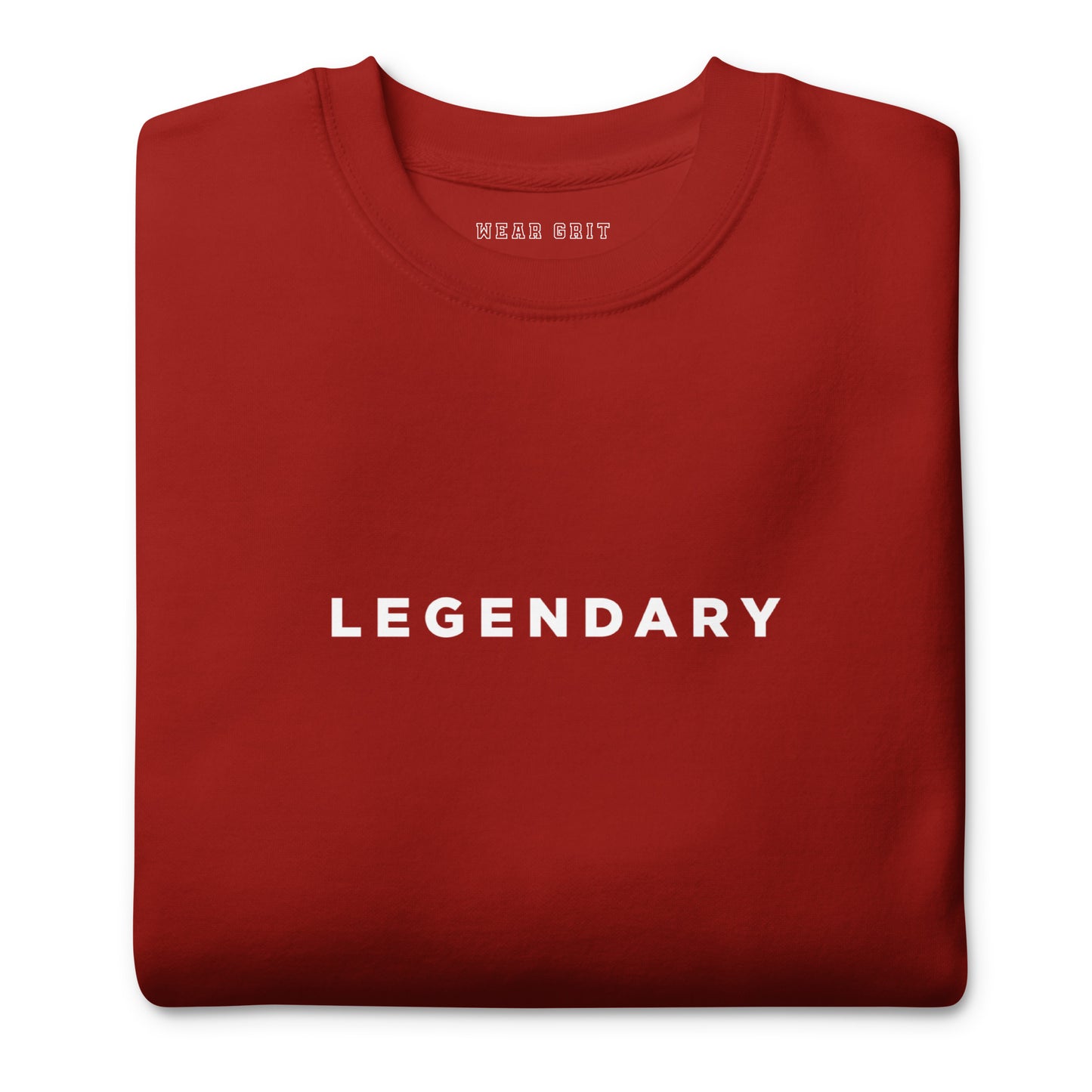 Red Legendary motivational grit sweatshirt for achievers focused on growth, discipline, and long-term success by wear grit brand clothing