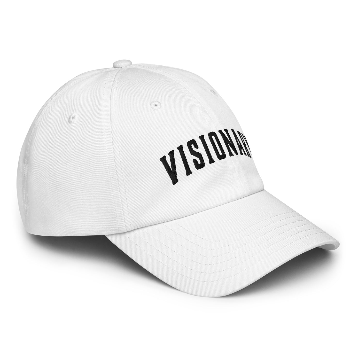 White Visionary Under Armour® dad hat with embroidered logo, low-profile unstructured design, curved visor, and adjustable strap for focused, clear, and long-term disciplined everyday grind, product by Wear Grit Brand Clothing