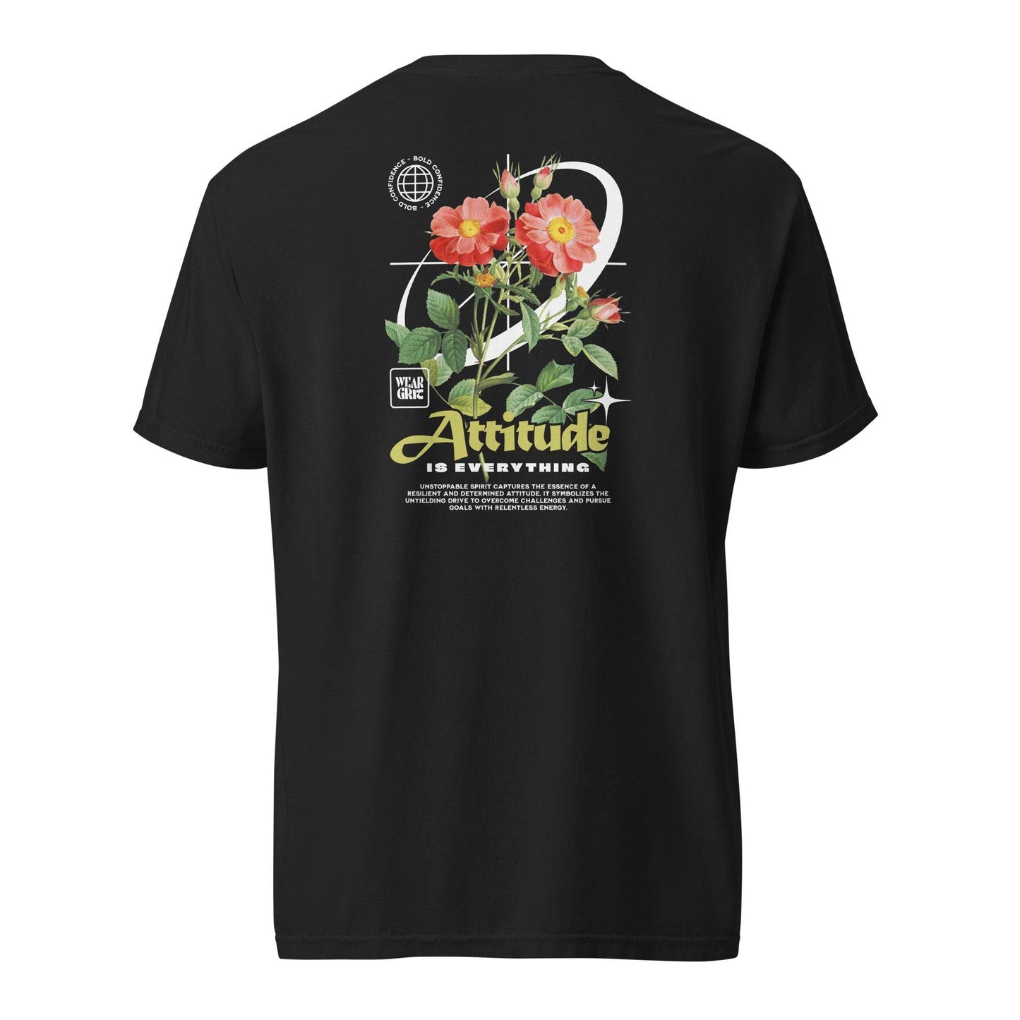 Attitude is Everything motivational graphic t-shirt in black – unisex cotton streetwear tee by Wear Grit Brand Apparel