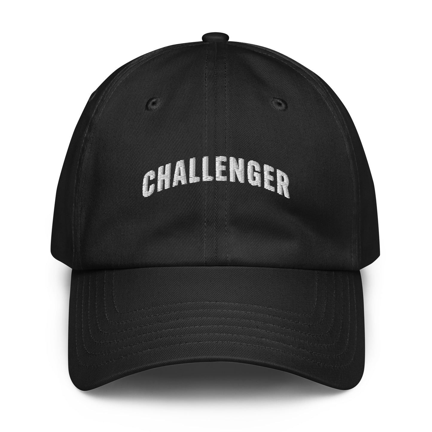 Black Challenger Under Armour dad hat with curved visor, low-profile unstructured fit, and embroidered logo for everyday performance wear by Wear Grit Brand