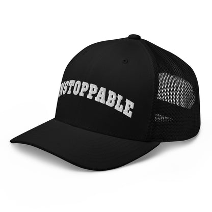 Unstoppable Trucker Hat mindset-driven by Wear Grit Brand Apparel – structured performance trucker hat for discipline, focus, and consistency