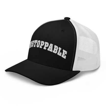 Unstoppable Trucker Hat mindset-driven by Wear Grit Brand Apparel – structured performance trucker hat for discipline, focus, and consistency