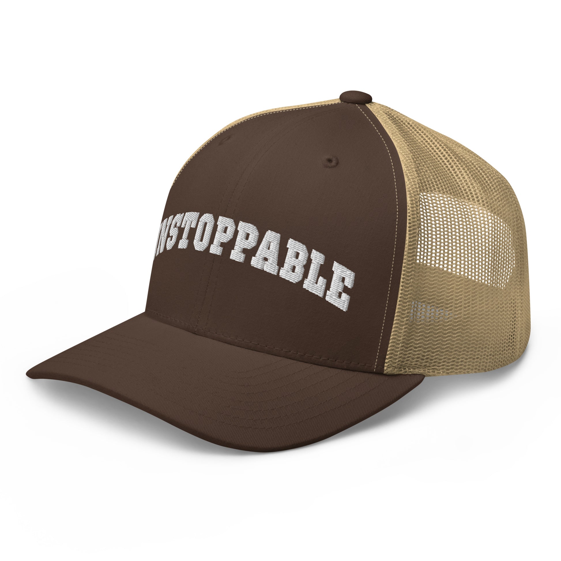 Unstoppable Trucker Hat mindset-driven by Wear Grit Brand Apparel – structured performance trucker hat for discipline, focus, and consistency