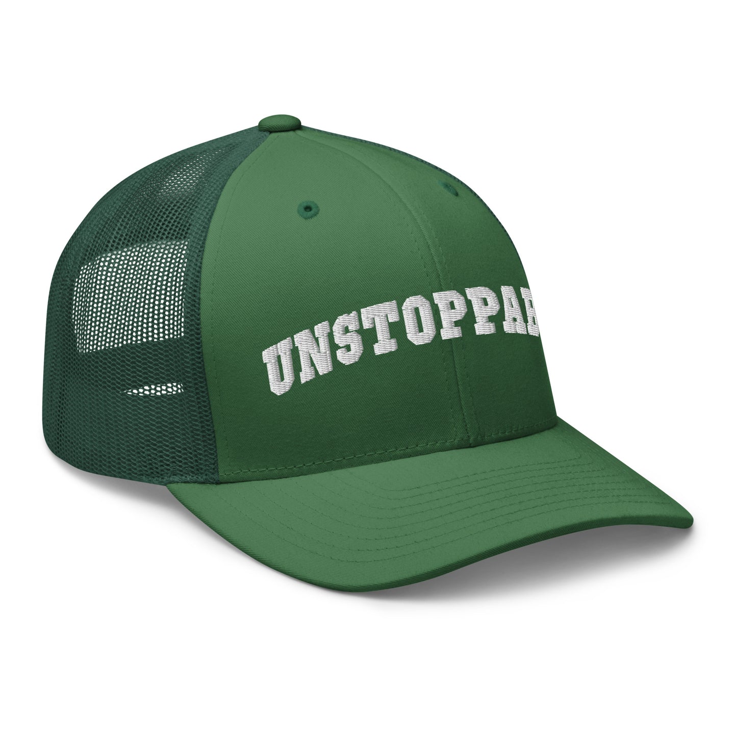 Green Unstoppable Trucker Hat mindset-driven by Wear Grit Brand Apparel – structured performance trucker hat for discipline, focus, and consistency