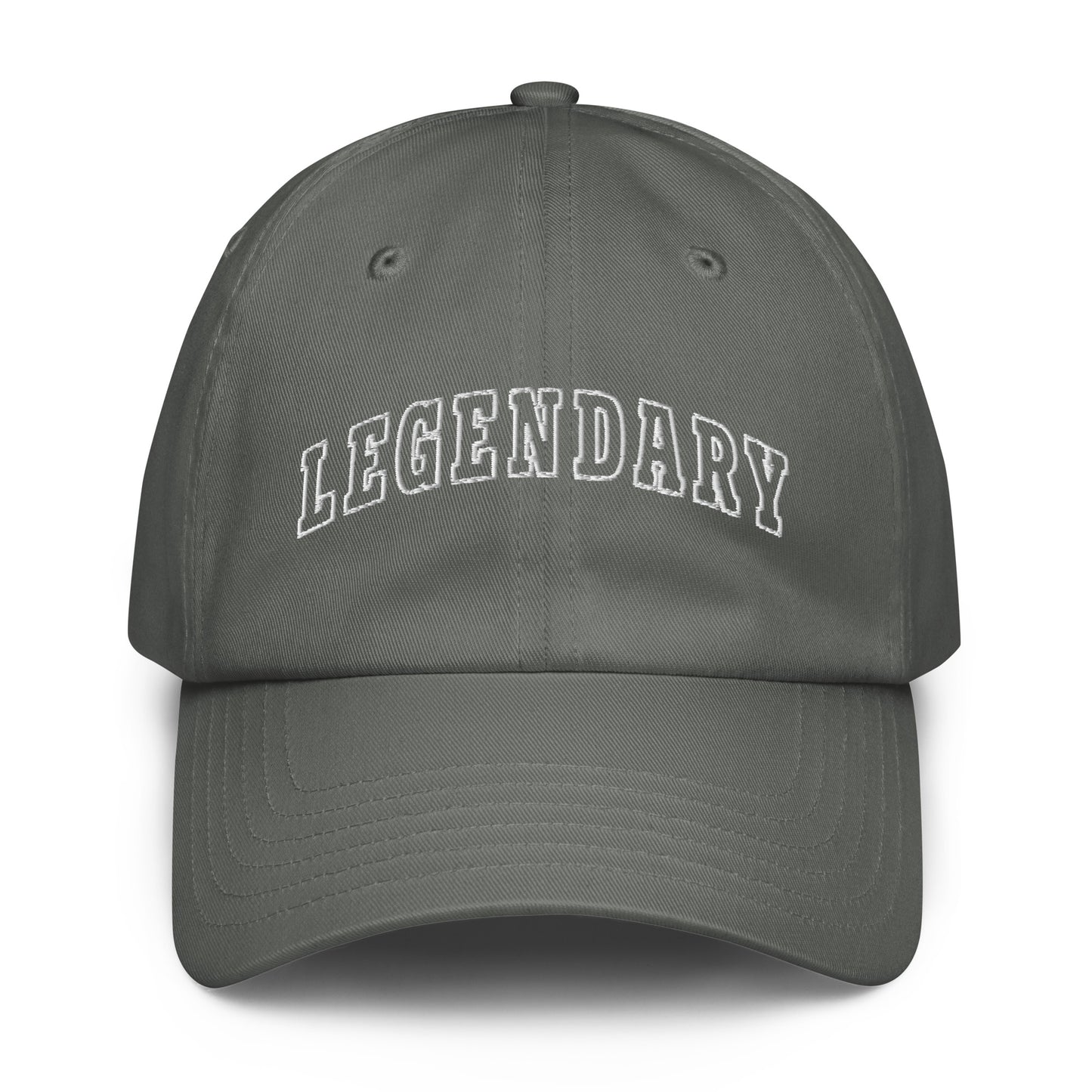 Grey Legendary Under Armour® dad hat featuring an embroidered logo, low-profile unstructured design, adjustable strap, and performance-focused athletic style to elevate your mindset | Product by Wear Grit Brand Clothing