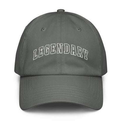 Grey Legendary Under Armour® dad hat featuring an embroidered logo, low-profile unstructured design, adjustable strap, and performance-focused athletic style to elevate your mindset | Product by Wear Grit Brand Clothing
