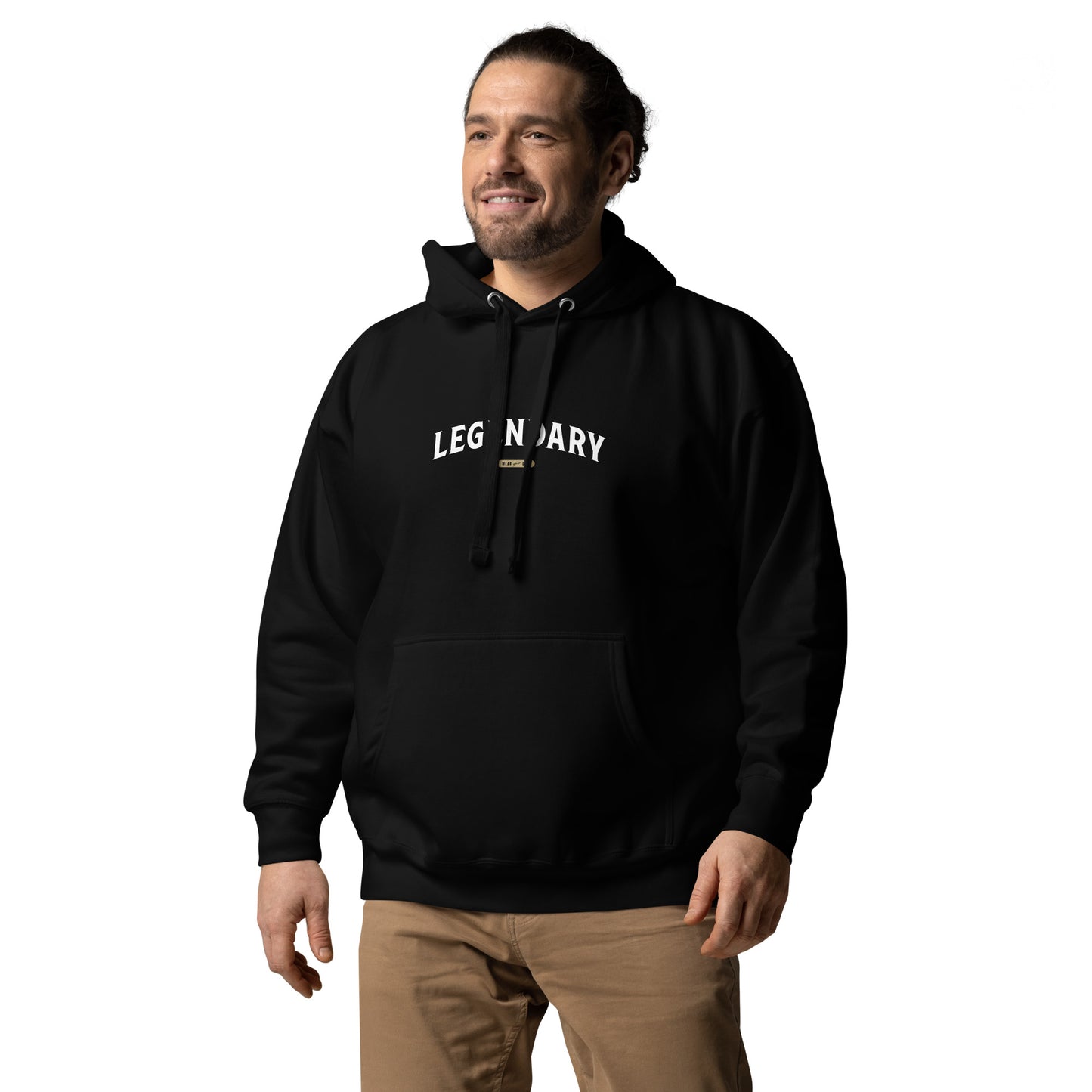 Model wearing Legendary Hoodie—resilience mindset grit apparel for leaders