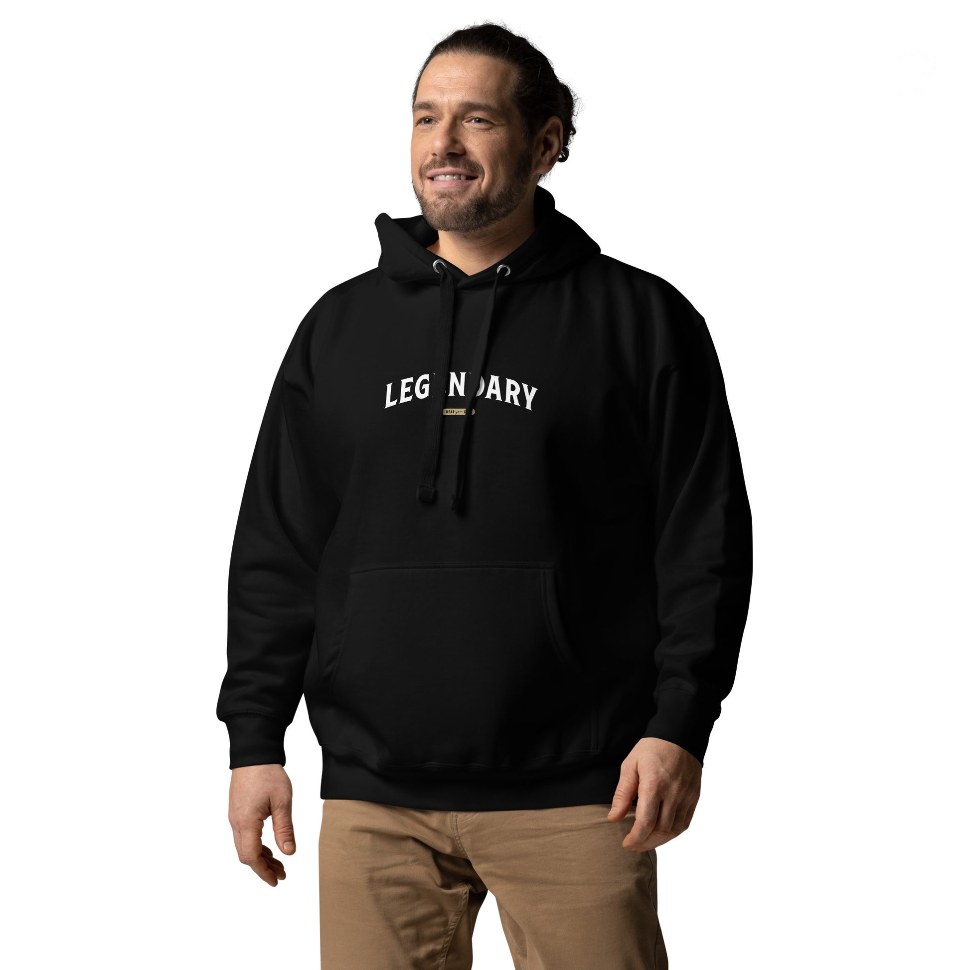 Model wearing Legendary Hoodie—resilience mindset grit apparel for leaders