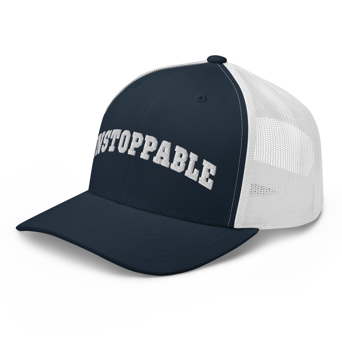 Unstoppable Trucker Hat mindset-driven by Wear Grit Brand Apparel – structured performance trucker hat for discipline, focus, and consistency