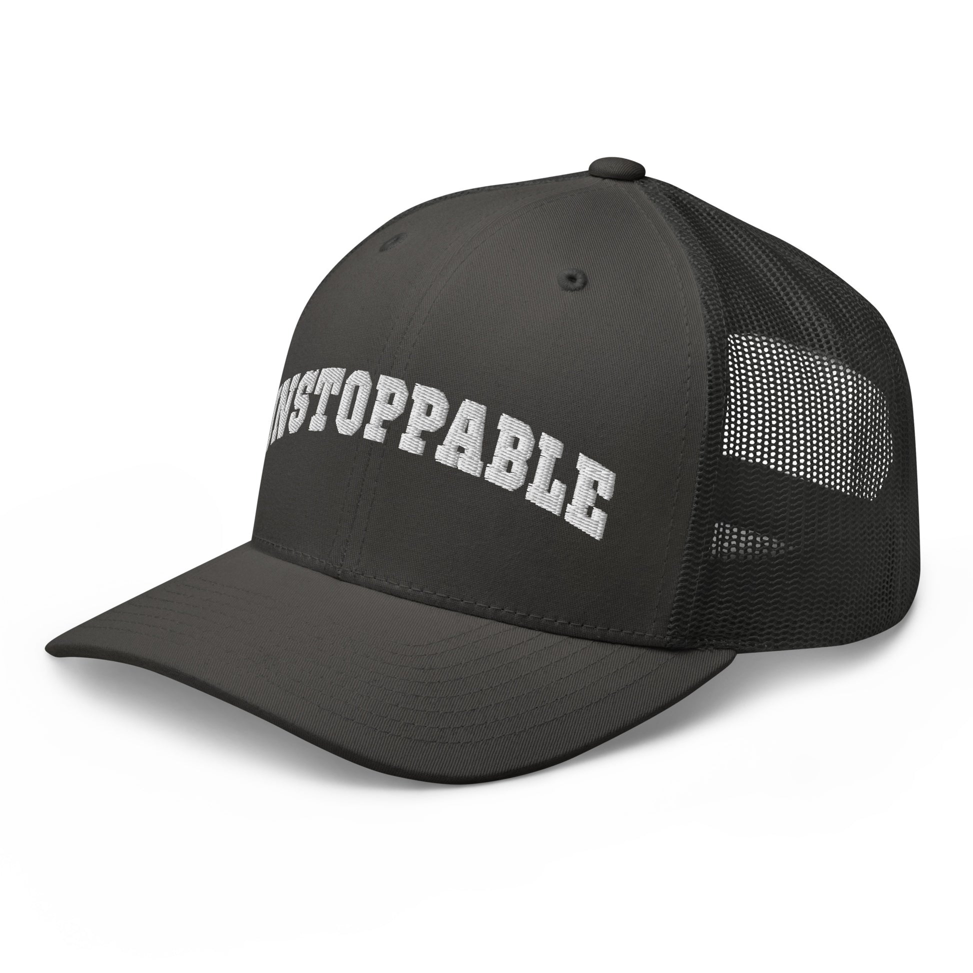Unstoppable Trucker Hat mindset-driven by Wear Grit Brand Apparel – structured performance trucker hat for discipline, focus, and consistency