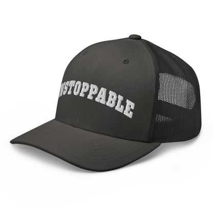 Unstoppable Trucker Hat mindset-driven by Wear Grit Brand Apparel – structured performance trucker hat for discipline, focus, and consistency