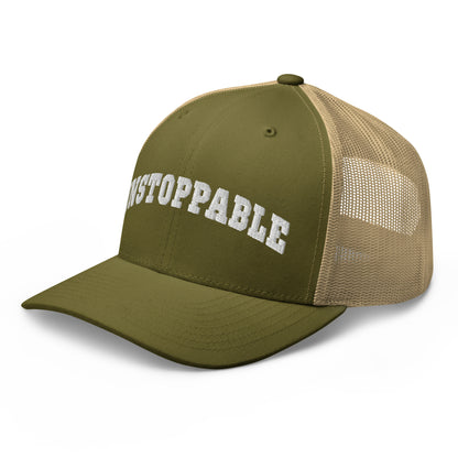 Unstoppable Trucker Hat mindset-driven by Wear Grit Brand Apparel – structured performance trucker hat for discipline, focus, and consistency