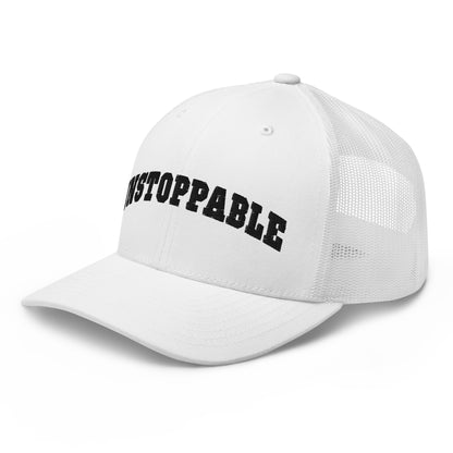 Unstoppable Trucker Hat mindset-driven by Wear Grit Brand Apparel – structured performance trucker hat for discipline, focus, and consistency