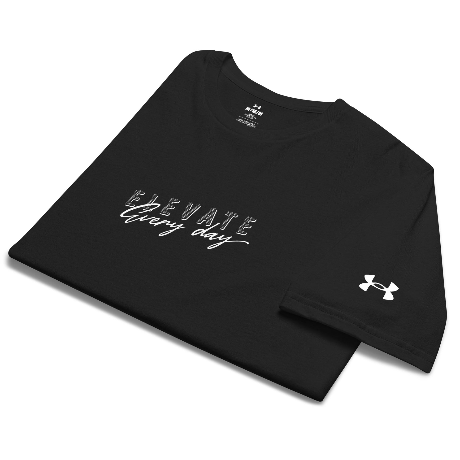 prdouct shot of Elevate Every Day Under ArmourⓇ athletic t-shirt with relaxed fit and premium performance fabric, motivational sportswear by Wear Grit Brand Clothing
