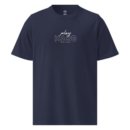 Motivational gym shirt – Under Armour athletic wear with Play Hard Work Harder graphic, unisex performance t-shirt for running, fitness, and gym sessions, athletic workout tee
