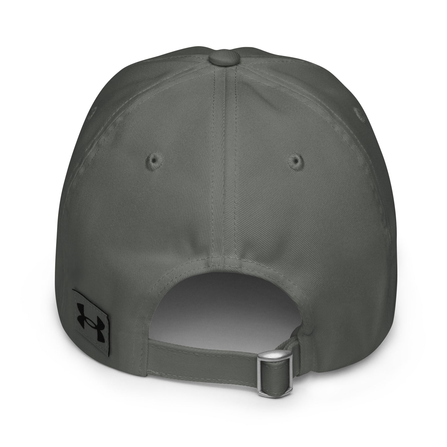 Grey Challenger Under Armour dad hat with curved visor, low-profile unstructured fit, and embroidered logo for everyday performance wear by Wear Grit Brand
