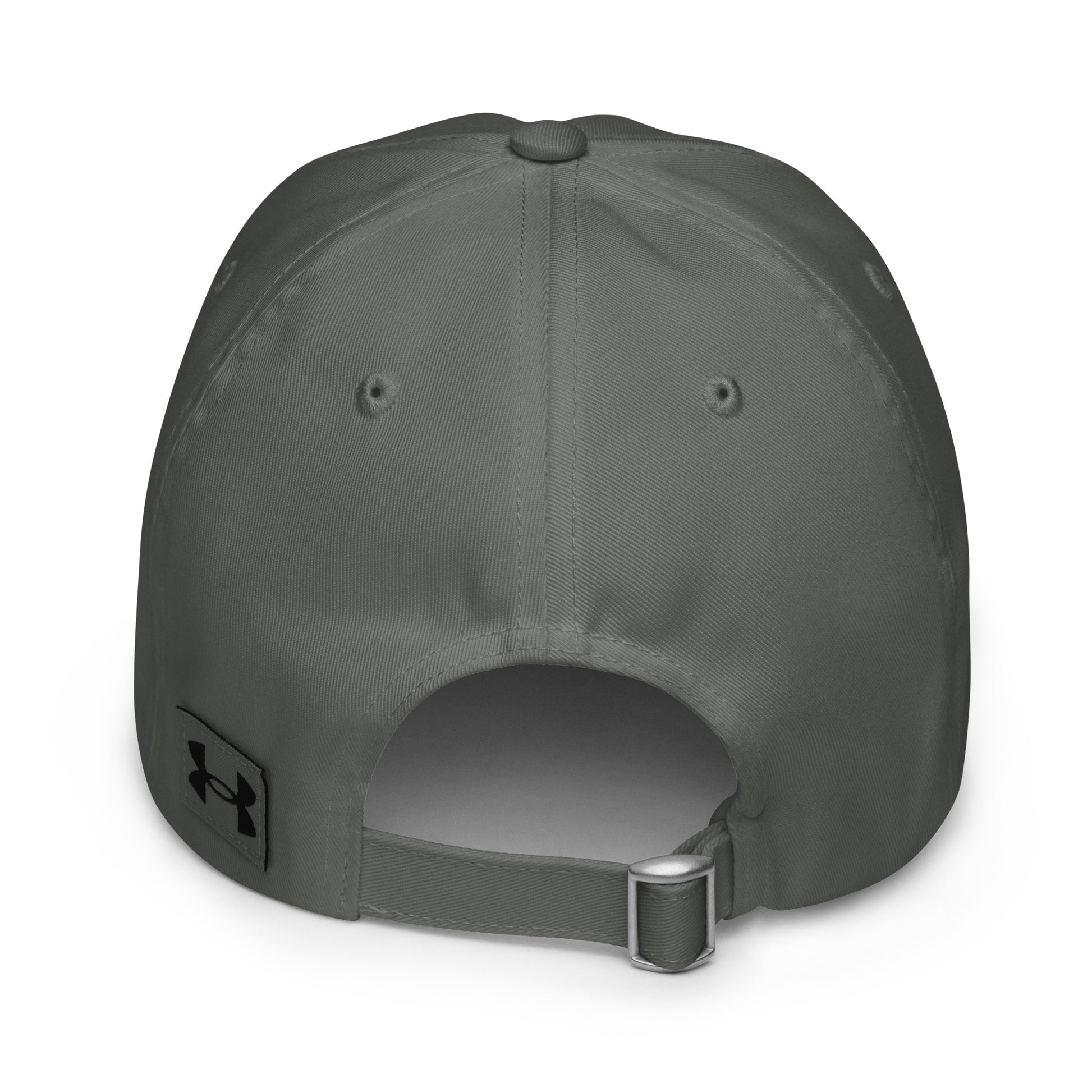 Grey Challenger Under Armour dad hat with curved visor, low-profile unstructured fit, and embroidered logo for everyday performance wear by Wear Grit Brand