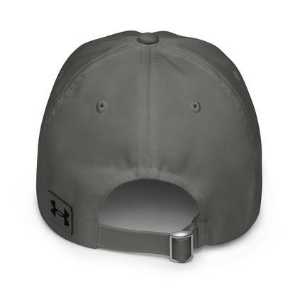 Grey Challenger Under Armour dad hat with curved visor, low-profile unstructured fit, and embroidered logo for everyday performance wear by Wear Grit Brand