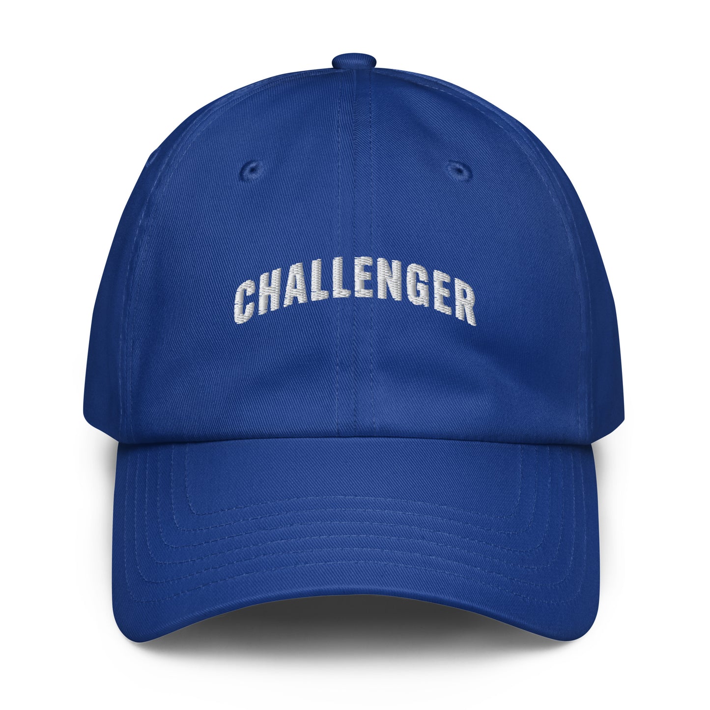 Blue Challenger Under Armour dad hat with curved visor, low-profile unstructured fit, and embroidered logo for everyday performance wear by Wear Grit Brand