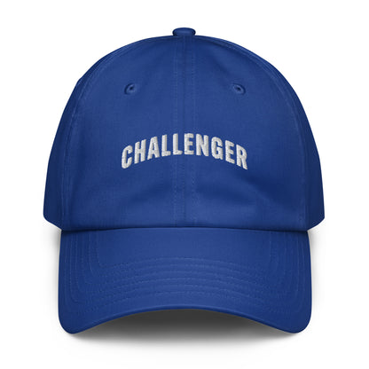 Blue Challenger Under Armour dad hat with curved visor, low-profile unstructured fit, and embroidered logo for everyday performance wear by Wear Grit Brand