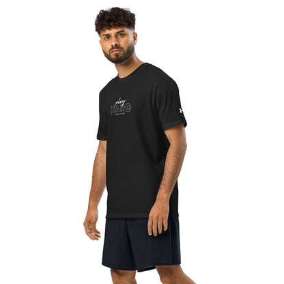 Motivational gym shirt – Under Armour athletic wear with Play Hard Work Harder graphic, unisex performance t-shirt for running, fitness, and gym sessions, athletic workout tee