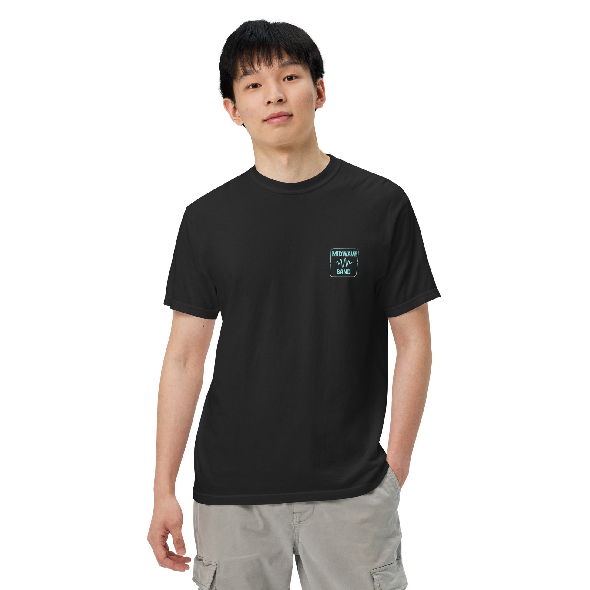 Custom Midwave Band T-shirt in Comfort Colors 1717 – garment-dyed 100% ring-spun cotton, relaxed fit front view