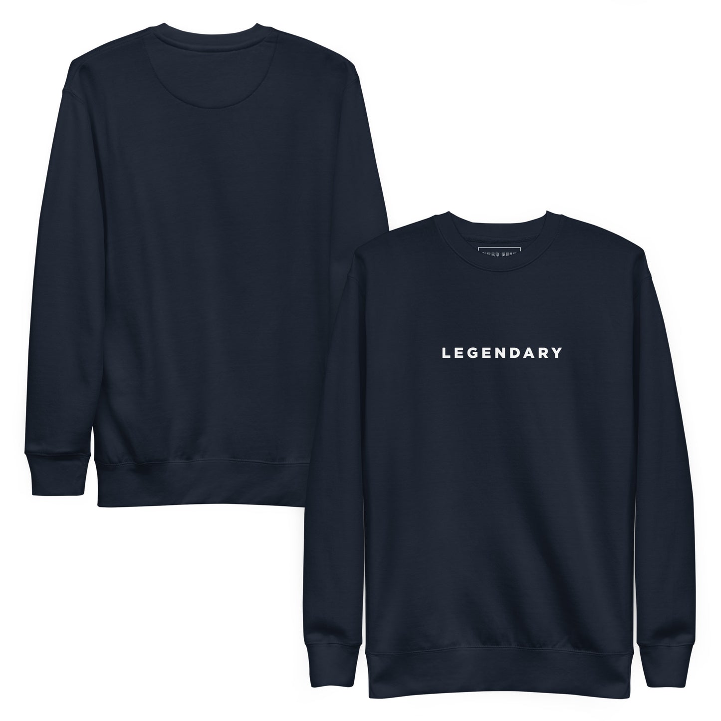 Navy front and back Legendary motivational grit sweatshirt for achievers focused on growth, discipline, and long-term success by wear grit brand clothing
