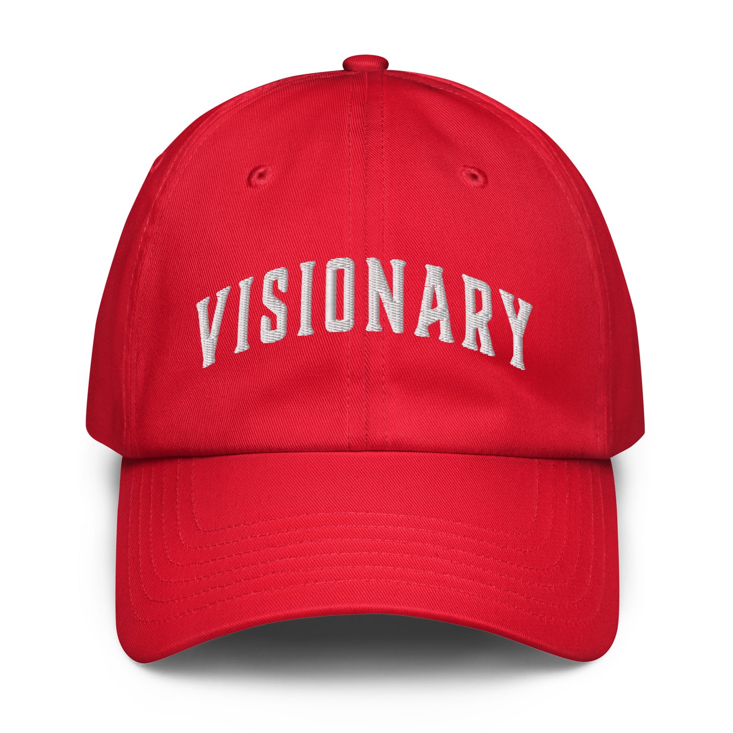 Red Visionary Under Armour® dad hat with embroidered logo, low-profile unstructured design, curved visor, and adjustable strap for focused, clear, and long-term disciplined everyday grind, product by Wear Grit Brand Clothing