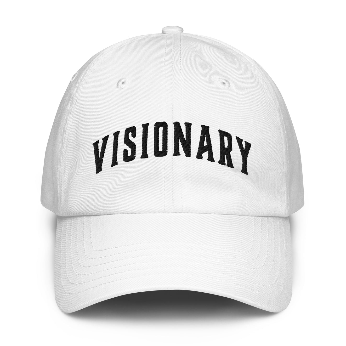 White Visionary Under Armour® dad hat with embroidered logo, low-profile unstructured design, curved visor, and adjustable strap for focused, clear, and long-term disciplined everyday grind, product by Wear Grit Brand Clothing